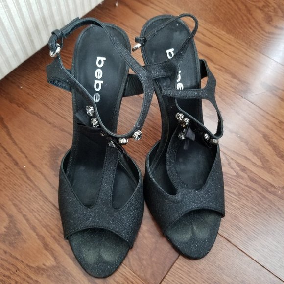 bebe Black high heels women size 8 - Picture 6 of 7